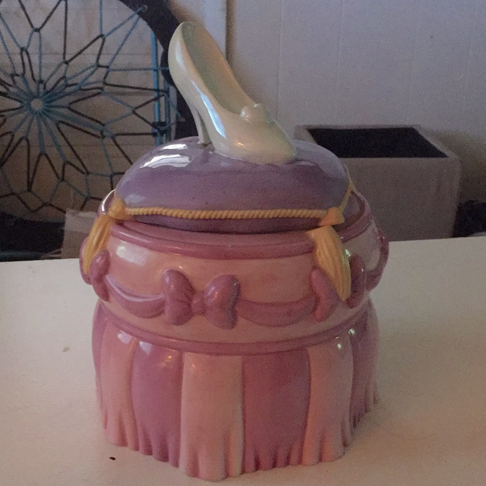 Disney Cinderella Glass Slipper Glass Cookie Jar